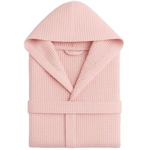 Peignoir Nid d'Abeille Femme et Peignoir Nid d'Abeille Homme en Coton avec Capuche Poches et Ceinture, L&eacute;ger et pour Voyage S-XXXL, rose, L/XL (Pandesia store, neuf)