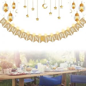 Suspensions Guirlandes Banni&egrave;re,Ramadan Kareem D&eacute;coration,Banni&egrave;re &eacute;toile et Lune Guirlande,Eid Mubarak Dekoration,Ramadan Kareem Decoration Banni&egrave;re,pour Maison F&ecirc;te D&eacute;corations de Ramadan (CHENBOOW, neuf)