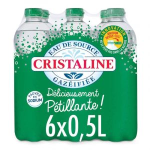 CRISTALINE - Pack 6 bouteilles d'eau gazeuse - 50cl chacune - Rafraîchissez-vous avec des bulles naturelles - Format pratique pour emporter partout. - Vendu Par Unité (Marché Parisien, neuf)