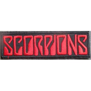 hotrodspirit - patch thermocollant du groupe scorpion 13x4 cm ecusson noir rouge (rocknrollshop, neuf)