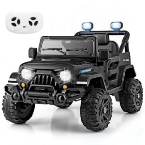 GOPLUS Voiture Electrique Enfants 12V avec Télécommande Parentale, Musique, Klaxon, Phares,4x4 Electrique Enfants pour Enfants 3 Ans,Démarrage Lent, Charge 30KG (Noir) (Augenstern24, neuf)
