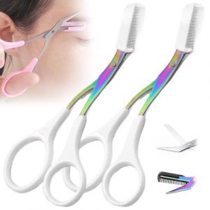 Ciseaux Sourcils Femme Brosse Sourcil 2025 Nouveau 2 - En - 1 Peigne Taille Des Sourcils Pour Cils Et Sourcils Outil de Beauté pour Femmes Hommes (1+1) (jingteng464, neuf)