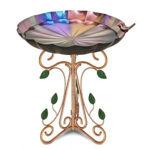 Gouisalin Bain d'Oiseaux pour Ext&eacute;rieur - Abreuvoir et Mangeoire pour Oiseaux Sauvages - Abreuvoir en Fonte sur Pied D&eacute;coration Jardin Amovible (Couleur &eacute;blouissante) (Gouisalin, neuf)