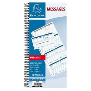 EXACOMPTA Lot de 5 Blocs messages t&eacute;l&eacute;phones spiral&eacute; 148x297 mm 50 feuillets Dupli (Stock Bureau Maison Bien-&ecirc;tre, neuf)