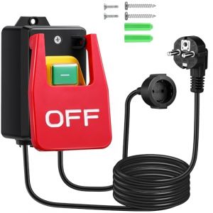 Dreyoo Interrupteur d'Urgence 220V-250V Interrupteur ON/OFF Monophasé Interrupteur de Machine avec Prise 16A Pressostat Interrupteur de Sécurité pour Table de Fraisage pour Appareils Électriques (Dreamyouth, neuf)