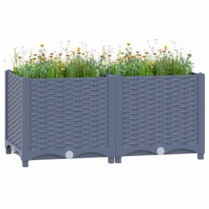 puraday Jardinière de Jardin 80x40x38 cm Gris Polypropylène Lit de Plantation Offre Suffisamment d’Espace Pot de Terrasse Balcon pour Plantes Légumes Herbes Aromates Fleurs (KK Department Store Studio, neuf)