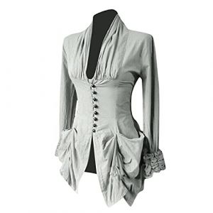 RKaixuni Chemisier victorien de la Renaissance pour femme - Costume de pirate médiéval vintage lotus à volants - Chemise à manches longues, gris, XL (RKaixuni, neuf)
