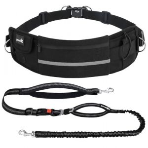Pecute Laisse Canicross Chien, Harnais Ceinture pour Chien sans Les Mains, Laisse Réfléchissante Anti-Fuite avec Ceinture Lombaire Réglable, Harnais de Promenade Sécuritaire pour Moyens/Grands Chiens (Ligaoo, neuf)