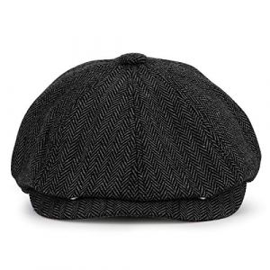 KeepSa Gavroche Casquette Baker Boy Hat Flat Caps - 8 Panel Peaky Herringbone Tweed Gatsby Hat Ivy Irish Cap pour Hommes et Femmes (Charmylo, neuf)