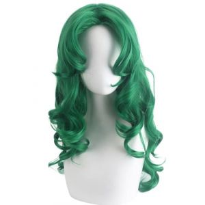 bi bi hou Anime Sailor Moon Kaiou Michiru Cosplay Perruque Vert Longue Bouclée Déguisement de Sailor Neptune Perruque Kaiou Michiru Cosplay Wig Noël Halloween Carnaval Fête Costume Accessoires (Kdjs, neuf)