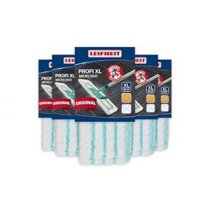 Leifheit Lot de 5 housses Profi XL micro duo, housse de rechange en microfibres pour balai &agrave; plat Profi XL, housse absorbante et nettoyante pour balai serpill&egrave;re, pour tous types de sol (avantrado.shop, neuf)