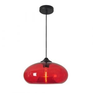 Klobvtt Suspension d&ocirc;me en Verre Plafonnier Simple luminaire Suspendu Moderne &Oslash;28cm E27 Loft Chambre Restaurant Lampes suspendues Support en m&eacute;tal Noir Lampes suspendues (Ailianyuhua, neuf)