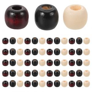 PENIKOKO 60 Pi&egrave;ces Lot de 60 Perles Tubulaires &agrave; Gros Trou pour Dreadlocks, Accessoires L&eacute;gers en Imitation Bois, Diam&egrave;tre Int&eacute;rieur 8 MM, Kit DIY pour Tresses et Coiffures Africaines, pour (xinshengzhan, neuf)