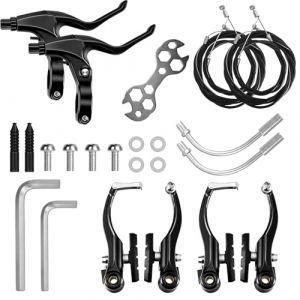 Kit de Frein de V&eacute;lo Complet Kit de Frein de V&eacute;lo de Type V, Aluminium Pi&egrave;ces D&eacute;tach&eacute;es de V&eacute;lo, Kit de Leviers de C&acirc;ble D'&eacute;trier de Frein, Kit de Frein pour a Plupart des V&eacute;los, BMX, VTT (TongKai, neuf)