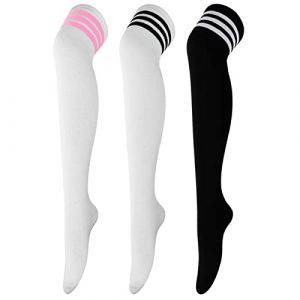 DRESHOW 3 Paires Cuissardes Chaussettes Hautes Montantes Longues Cuisse Chaussettes Dessus du Genou Jambi&egrave;res pour Filles et Femmes (Dreshow, neuf)