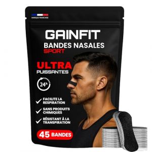 45 Bandelettes Nasales Sport Prenium R&eacute;sistantes &agrave; la Transpiration &ndash; Am&eacute;liore la Respiration & l&rsquo;Endurance &ndash; Strip Nasal Puissant, Dilatateur & Ecarteur Nasal pour Cardio & Fitness, anti ronflement (Bibahouse, neuf)