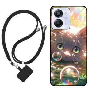 Sunrive Coque Compatible avec Blackview Color 8,TPU Étui Housse Protecteur Souple Gel Mat Back Cover Mignon Motifs Antichoc Case(Bulles Chat)+1x Universelle Dragonne (sunrive, neuf)