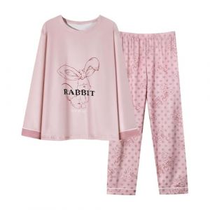 Générique Pyjama Femme Coton Hiver Chaud Combinaison Pyjama Col Ronde Noël Ado Fille Manches Longues et Pantalon Tenue de Nuit 2 Pièces Vetement Doux et Confortable Pas Cher (YINYUAN（Livraison en 5 à 8 jours), neuf)