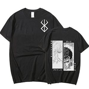 MR.YATCLS Berserk Tshirt - Anime Japonais Manga Berserk Guts & Griffith T-Shirt Imprimé Unisexe - Anime Cosplay Costume Col Rond Manches Courtes Tee Hommes/Femmes (AccB Fr, neuf)