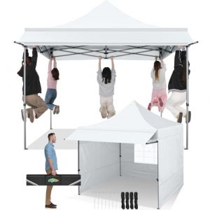 COBIZI Tonnelle Pliante 3x3 Imperméable,Tonnelle Pop-up à Hauteur Réglable avec Auvent et Parois Protection UV50+ Tonnelle de Jardin Exterieur 3x3 Barnum Pliant Tente (3 par 3m Blanc) (Minirong, neuf)
