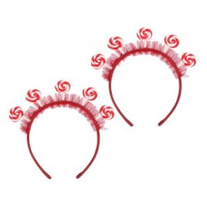 CALLARON 2pi&egrave;ces Serre-t&ecirc;te Sucette Pour Fille Bandeau Bonbon Accessoire Cheveux D&eacute;guisement Coiffe F&ecirc;te Carnaval Cerceau Fille Femme Rouge Lot (Raindrops On Roof, neuf)