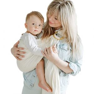 Shabany® - Écharpe porte-bébé Ring Sling - 100% coton bio - Porte-bébé pour nouveau-né, tout-petit jusqu'à 15 kg - instructions incluses - beige (dances) (Shabany®, neuf)