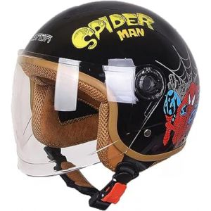 Casque de moto pour enfant fille gar&ccedil;on - Certification ECE - Avec visi&egrave;re - Casque de scooter - Fermeture rapide - Amovible - Lavable - E - 48-56 cm (EnTrePreneur, neuf)