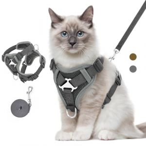 VavoPaw Ensemble Harnais et Laisse pour Chat Anti-évasion, Harnais Ajustable pour Chaton avec Bande Réfléchissante, Filet Respirant, Gilet de Sécurité Souple pour Chat, Chaton, Chiot, M, Gris Foncé (Shenzhenshi xingyunda maoyiyouxiangongsi, neuf)