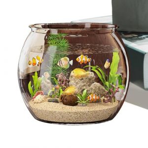 Avarium &agrave; poisson rond, aquarium de bureau - Aquarium de poisson transparent &agrave; cylindre Guppy Aquarium,D&eacute;coration de la maison, r&eacute;cipient animal aquatique compact pour poisson ornemental, table de tab (rieoz, neuf)