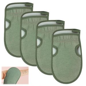 4 Pièces Exfoliating Glove, Gant Exfoliant, Gant pour Hammam, Gant Exfoliant, Réversible, N'abîme Pas Peau, pour Sauna, Douche, Gommage, Gommage Corporel (Vert Nordique) (EMILY POTTICARY LIMITED, neuf)