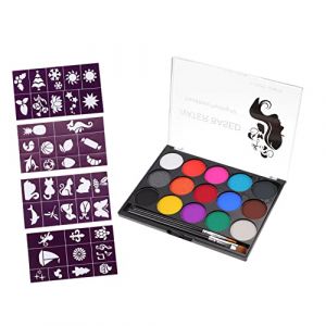 NUOBESTY 4 Ensembles Peinture corporelle makeup halloween make up halloween makeup kit maquillage pour enfants avec pochoirs pigment de peinture de mascarade peinture de visage (Sarah Zou, neuf)
