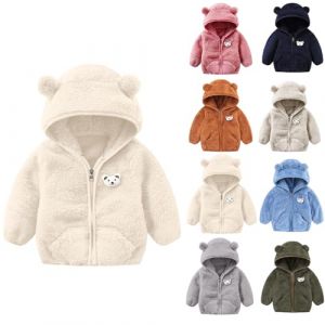 G&eacute;n&eacute;rique Veste Polaire Bebe Garcon 0-24 Mois Hiver Chaud Manteau Bebe Fille Capuche Oreille de Ours Mignon Blousons gar&ccedil;on Peluche Leger Doux Pull Sweat zipp&eacute; Vetement Bebe (wangpeichu, neuf)