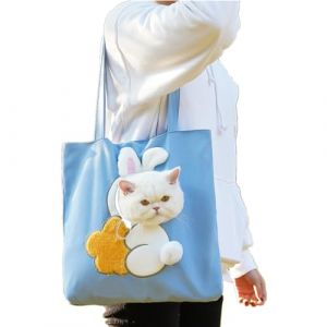 SJTJSPX Sac Transport pour Chat Chien,Sac à Bandoulière Chien Chat,Sac à Main Portable,Sac de Voyage pour Petits Animaux Réglable,Panier Transport Cabas avec Sangle de Sécurité Interne Sacoche (QIQIXINXINZI, neuf)