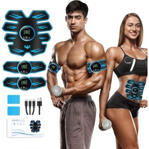 LEMENG EMS Abdominale Electrostimulation,8 Modes et 19 Intensit&eacute;s,Rechargeable par USB,EMS Stimulateur Appareil LCD Display,pour Abdos/Bras/Jambes/Fesses,Homme Femme (Maoli Store, neuf)