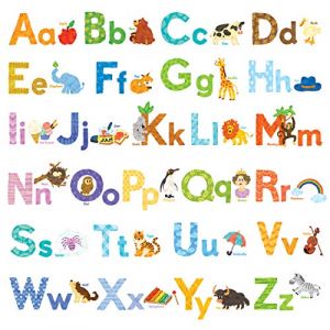 DECOWALL DW-1608S Anglais Alphabet Animaux Aquarelle Autocollants Muraux Mural Stickers Chambre Enfants Garderie Salon wall adhsif maison dcalcomanies (FR DECOWALL, neuf)