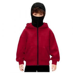 Veste Cagoule Enfant Gar&ccedil;ons Filles Pull Cagoule avec Masque Balaclava Zip Hoodie Sweat &agrave; Capuche Anti-Vent D&eacute;contract&eacute; Blouson Automne et Hiver Chaud pour Sports de Plein Air V&eacute;lo Manteau (♛. ThriVE (✈5-10 jours d&eacute;lai de livraison✈), neuf)