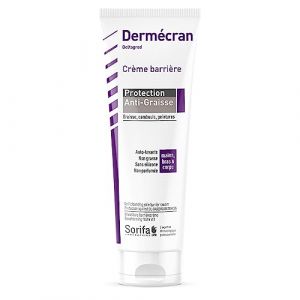 SORIFA - Dermécran - Crème Barrière - Protection ANTI-GRAISSES - Mains, bras et corps – Haute tolérance - Sans parfum - Tube 125 ml. (DERMACARE-PRO, neuf)