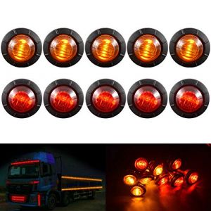 KaTur 3/4 "Rond LED Avant Arrière Côté Indicateurs de Marqueur Lumière Étanche Balise Feu de Marqueur 12V pour Camion De Voiture (5 pcs Ambre + 5 pcs Rouge) (KAtur, neuf)