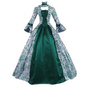 Robe Rétro Médiévale Femme Renaissance Baroque Robes Médiévale Rétro Manches Trompette Victorienne Gothique Robe Grandes Tailles Maxi Carnaval Halloween Fête Femmes Cosplay Carnaval Victorien (⭐⭐⭐⭐⭐Générique(5-12 jours Arrivé), neuf)