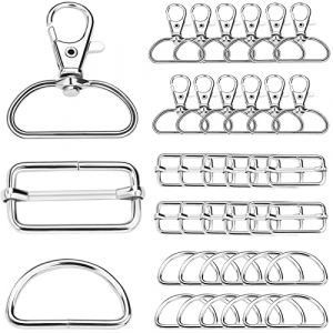 140pcs mercerie couture accessoire la Fabrication de mousqueton sac a main avec Crochets rotatifs de Carte, Anneaux de D et Boucles en M&eacute;tal, pour attache Sac &agrave; Dos, sangle couture boucles de reglage (Guanghanzhai Trading, neuf)