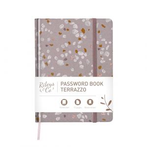 Rileys & Co. Carnet de Mot De Passe Avec Onglets de A à Z - Cahier Répertoire Alphabétique De Mot De Passe - Livre De Mot De Passe, Conserver Vos Identifiants Web (20,3 x 15,2 cm, Terrazzo Rose) (MAU Brands - Europe, neuf)