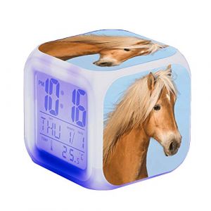 Réveil cheval - Alarme animale - LED - Avec lumière - Brillant dans la nuit - Pour enfants et adultes - Cadeaux D'anniversaire pour Adultes (J) (TU WEN, neuf)