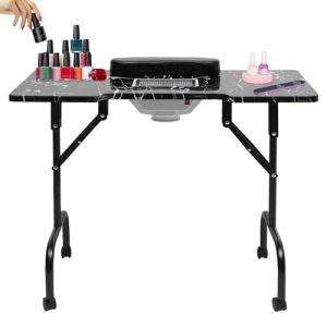 Table à ongles avec aspiration - Table de manucure pliable - Table à ongles portable avec roue universelle - Sac d'aspirateur et sac de transport - Pour salons de manucure, salons de beauté, salons de (QINYEKJZZ, neuf)