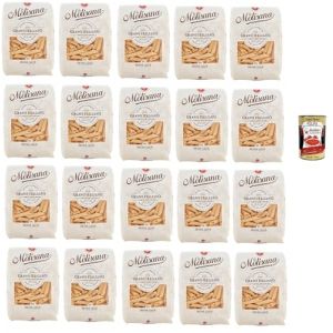 La Molisana Penne Lisc N. 18 Pasta Lenta Lavorazione Lot de 20 p&acirc;tes en semoule de bl&eacute; dur Bronze 500 g + Polpa Italian Gourmet Polpa 400 g (Italiaen Gourmet UK Ltd, neuf)