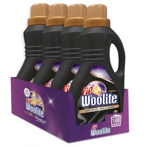 Lip Woolite Lessive Lave-linge pour vêtements foncés, noirs et jeans, 25 lavages, 4 boîtes de 1500 ml de lessive liquide pour vêtements foncés à la kératine (Global Dream ⭐⭐⭐⭐⭐RETOURS SANS FRAIS, neuf)