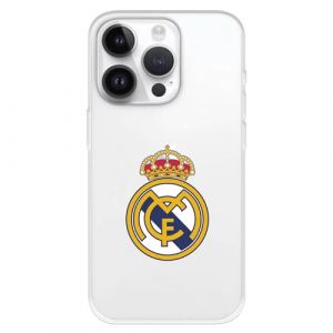 Coque Real Madrid pour iPhone 15 Pro - Protection Transparente en Silicone Souple - Licence Officielle (La Casa de Las Carcasas, neuf)