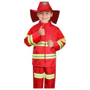 Générique Costume de Pompier pour Enfants Chef des Pompiers Cosplay Jeu de Rôle Set De Costume De Deguisement Pompier Avec 8 Accessoires Casque Pompier De Feu À Eau Pompier Jeu De Rôle (TOPEREUR, neuf)