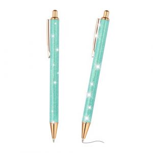 PATIKIL Stylo Bille Paillet&eacute;, 2Pcs Stylo Fantaisie &Eacute;tincelant Stylo R&eacute;tractable Presse M&eacute;tal &Eacute;criture Journal Noir Pour Femmes Filles Bureau Anniversaire, Vert Fluorescent (PATIKIL UK, neuf)