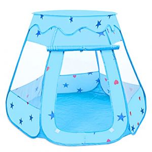 Tente de Jeu pour Enfants, 115 x 93cm Piscines à Boules Pliable, Pop Up Cubby House Ball Pit Pool, Toddler Jouets Cadeaux avec Sac de Rangement (Balles Non Comprises) - Bleu (Ambesty Shop, neuf)
