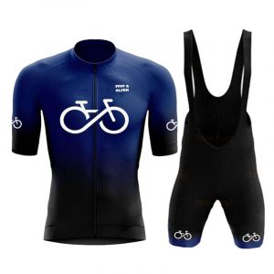 FFFF & OLFEH Vêtements Cyclisme Pro Homme Tenue Cycliste Manche Courte, Été Jerseys VTT et Cuissard à Bretelle avec 9D Coussin Gel, Cycling Route Respirant Séchage Rapide (Navy Blue A,3XL) (FFFF & OLFEH, neuf)